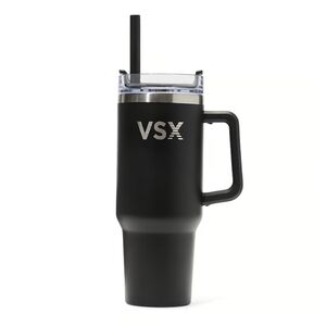 Victoria's Secret VSX 40 oz black and silver tumbler with straw NWT